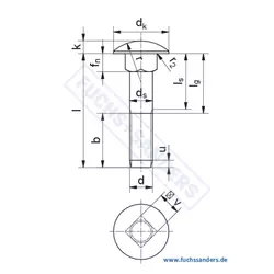 DIN 603 Edelstahl ohne Mutter - Flachrundschrauben mit Vierkantansatz (Schlossschrauben)
