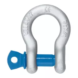 High strength shackle with eyebolt, curved, galvanized